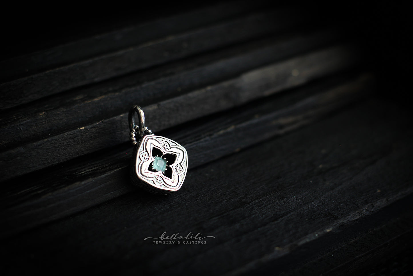 Avélys, Mini Shadowbox No2 grandidierite sterling silver pendant