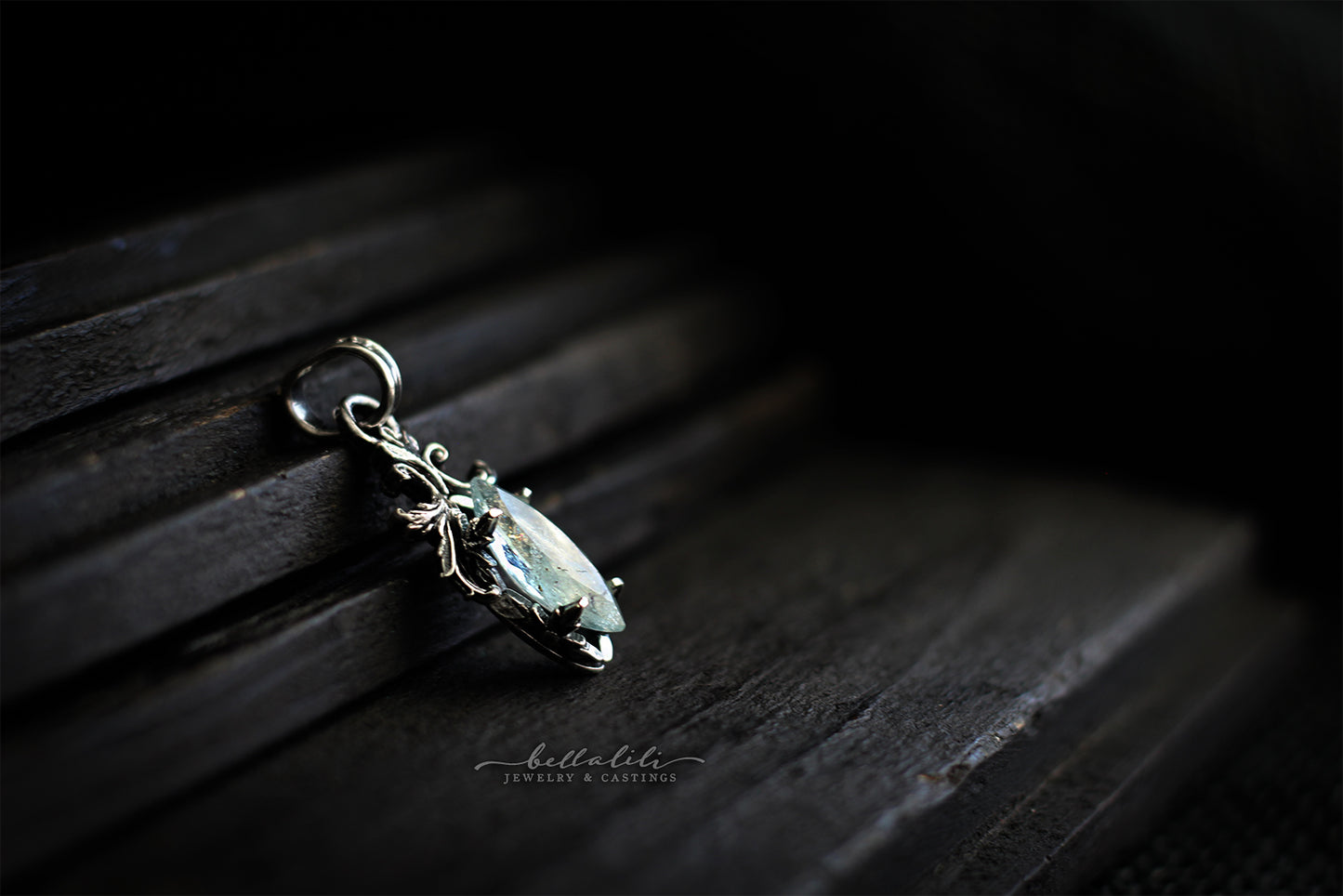 Etherelle, Aquamarine Solitaire Pendant, Sterling