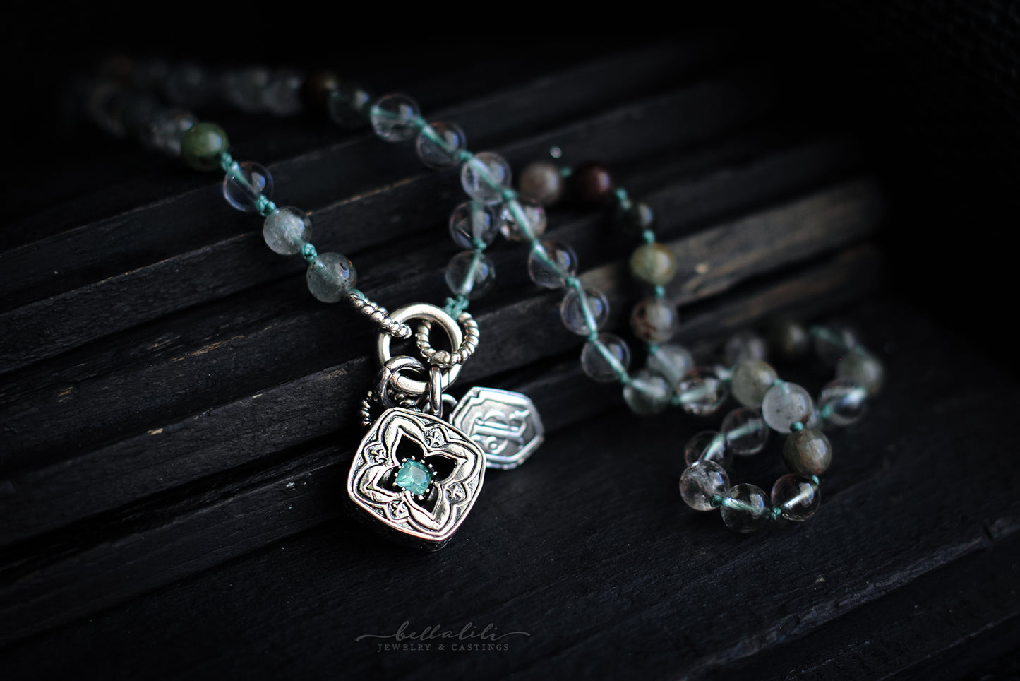 Elyse, 18", 20"or 22" Green Phantom Quartz Beaded Necklaces