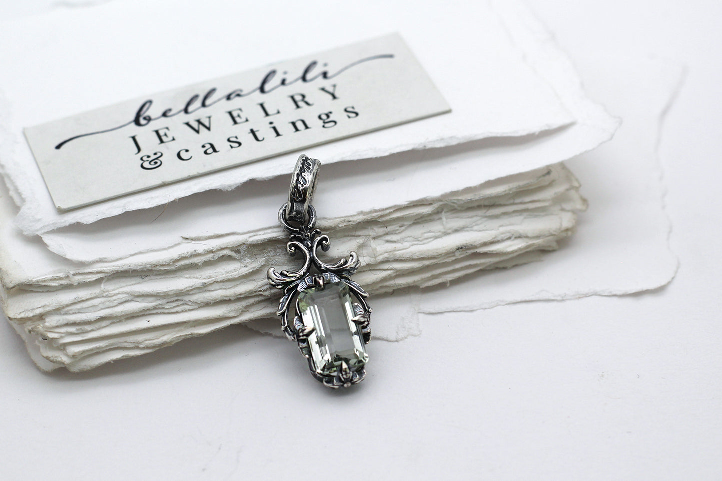 Aurovelle, Aquamarine Solitaire Pendant, Sterling
