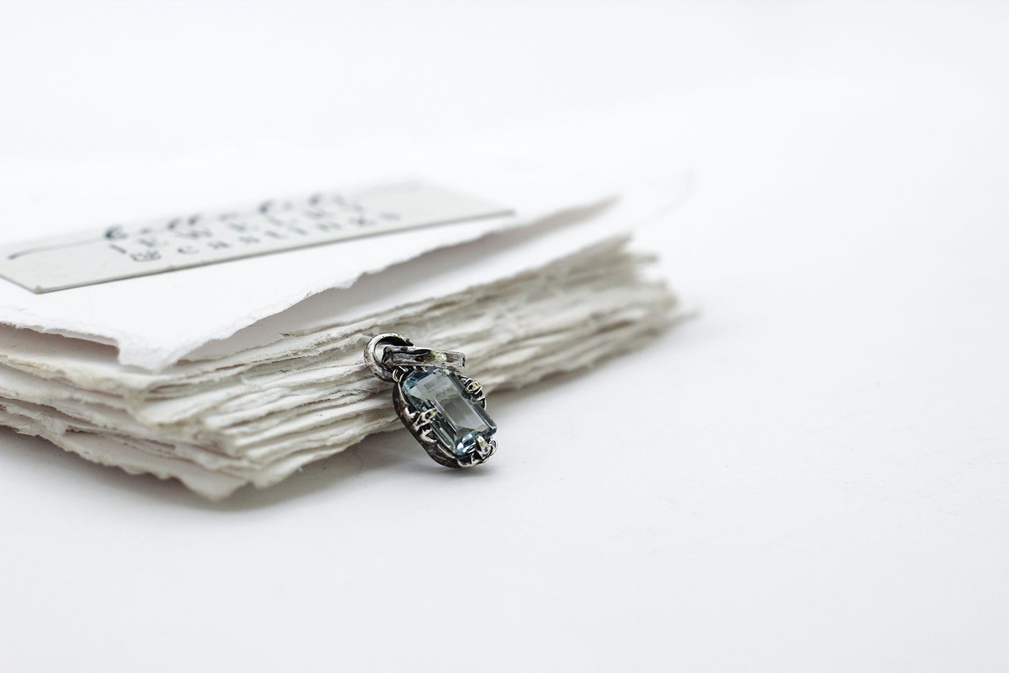 Mirenelle, baguette aquamarine sterling pendant