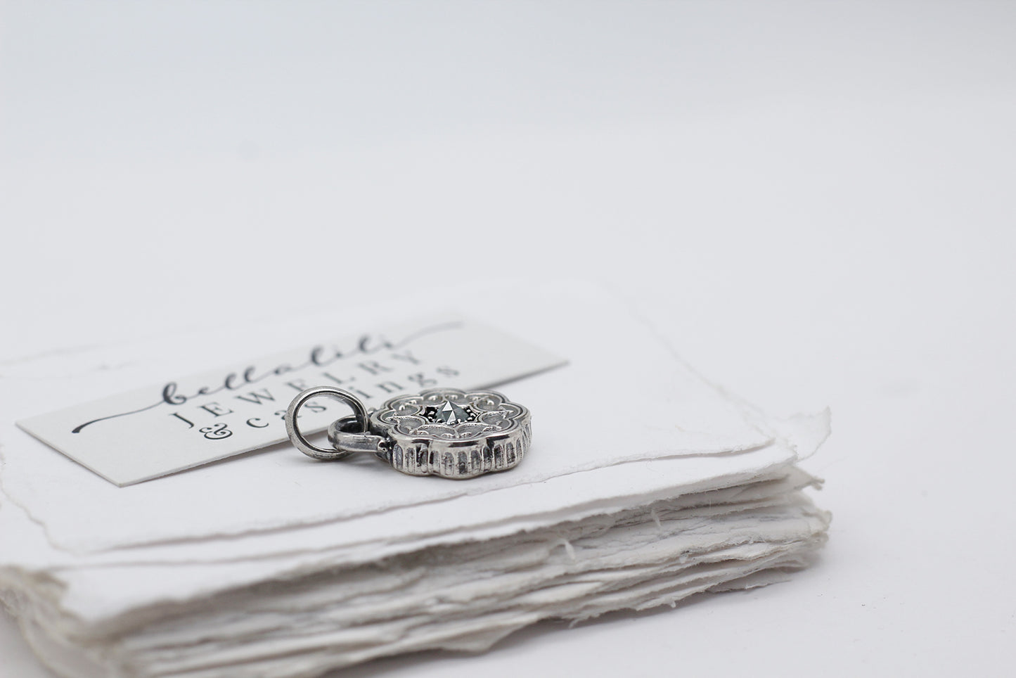 Wynter, Mini Shadowbox No1 Moissanite sterling silver pendant