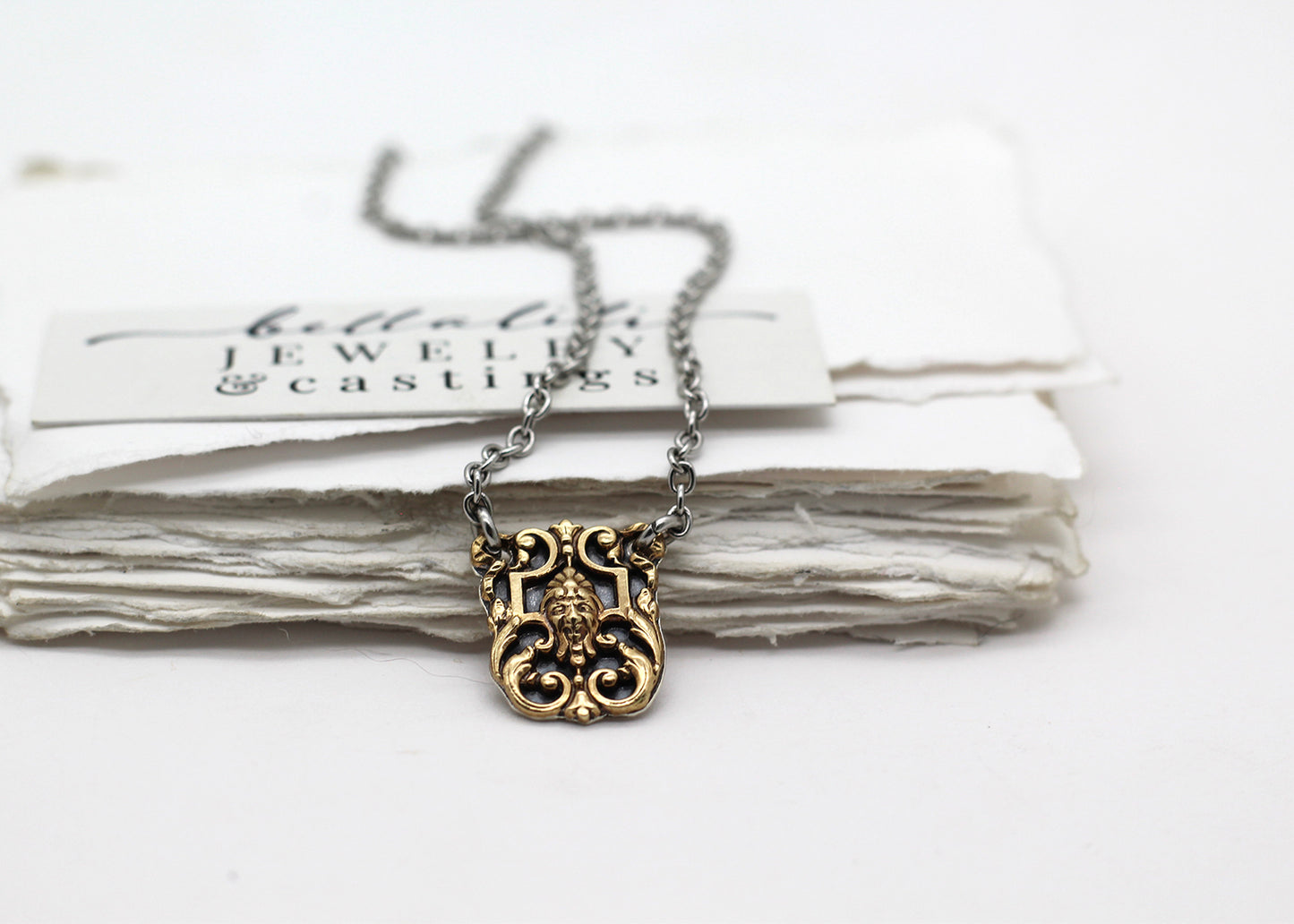 the Archivist, Sterling and Antique brass Necklaces