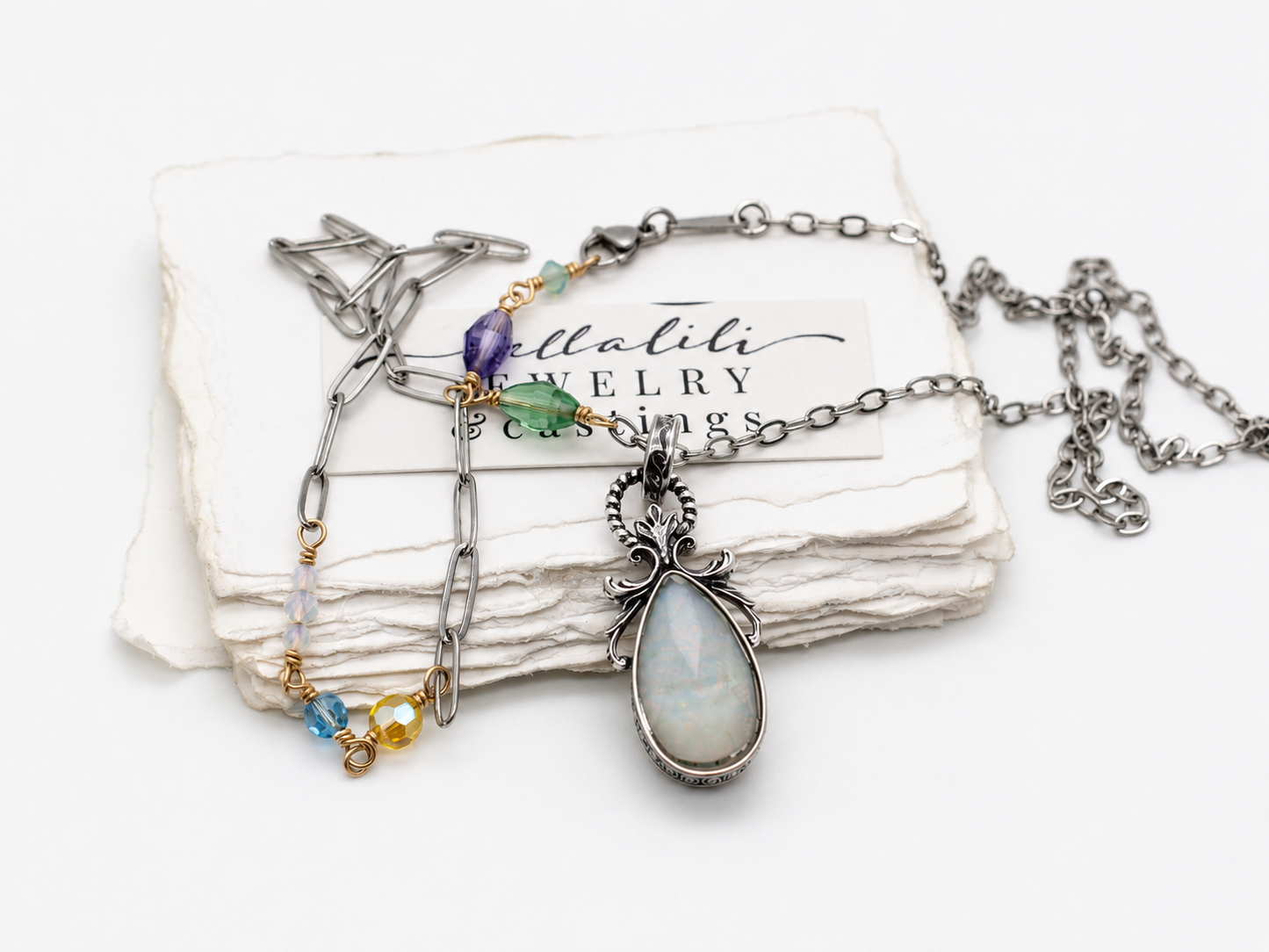 Lucie, Opal Teardrop Sterling Pendant