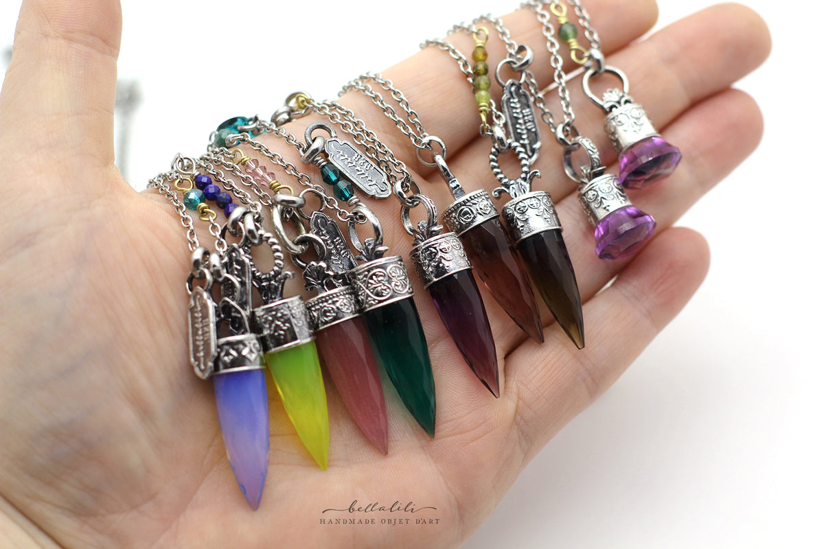 Violette de Bordeaux No. 1, Natural Fantasy Cut Amethyst Pendulum Necklace