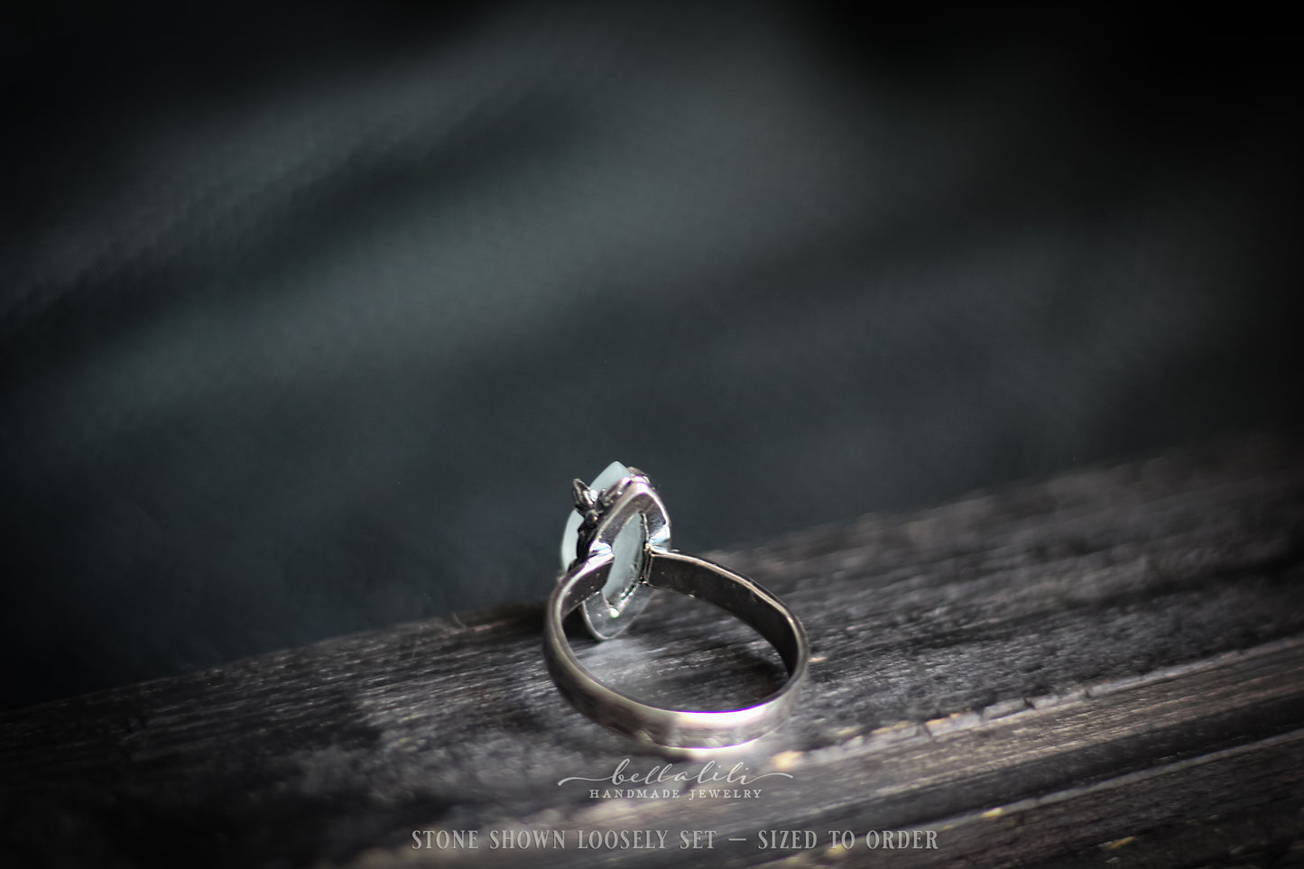 Ondée II, Aquamarine & Sterling Marquise prong ring