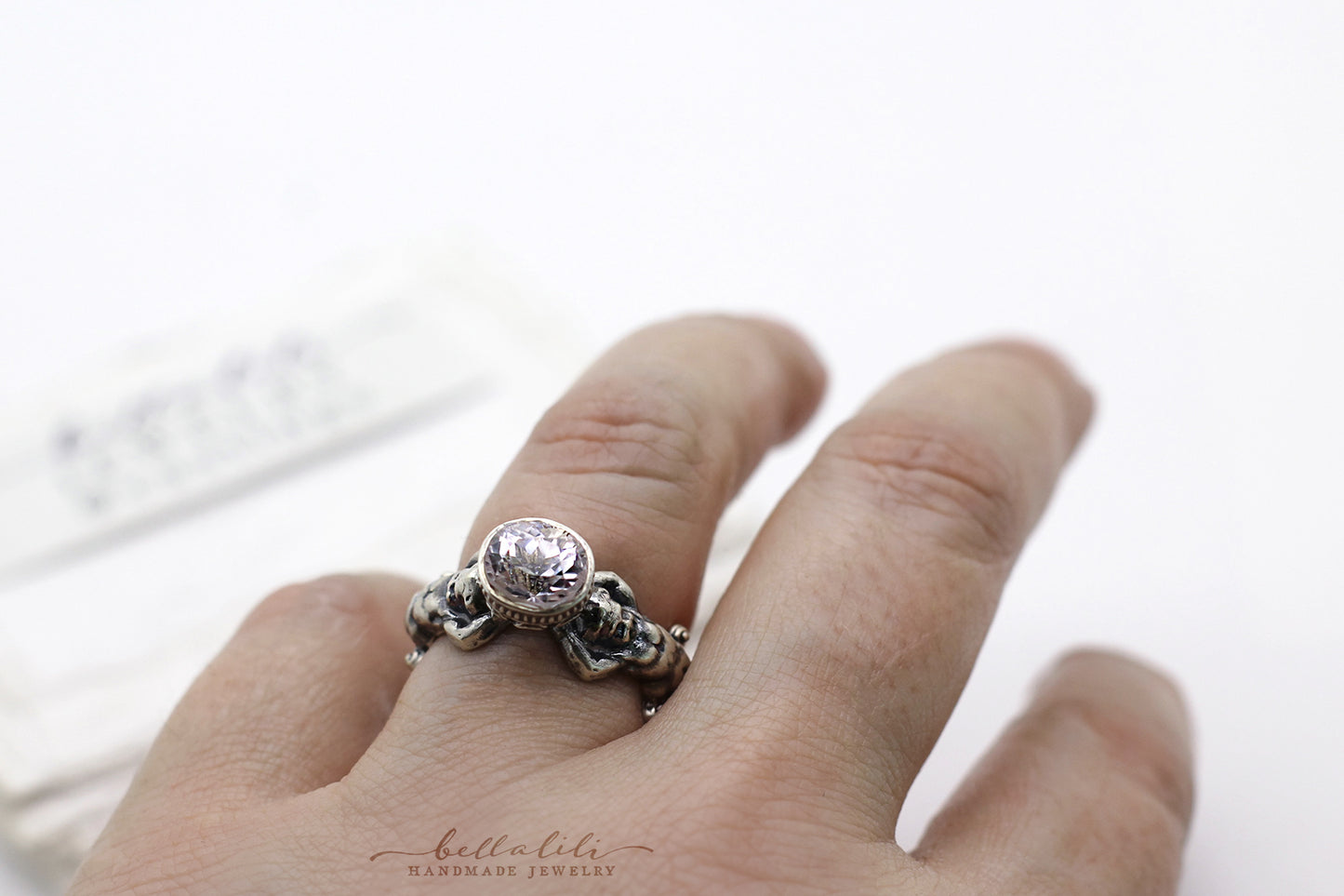 3.25ct Kunzite Solitaire Ring, Sterling Silver, Sized to Order
