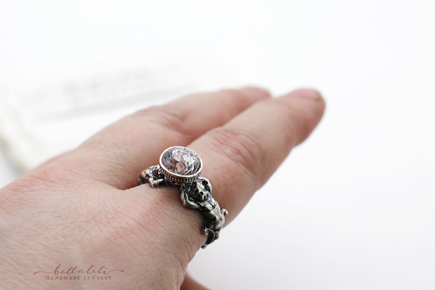 3.85ct Kunzite Solitaire Ring, Sterling Silver, Sized to Order