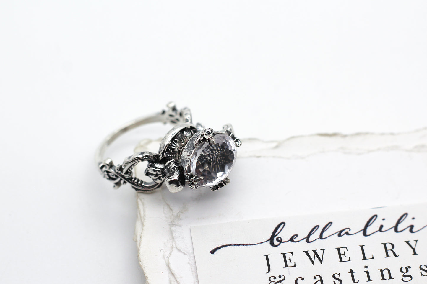 “Lovelorn” Ring – Sterling Silver, Kunzite & Lion Paw Setting