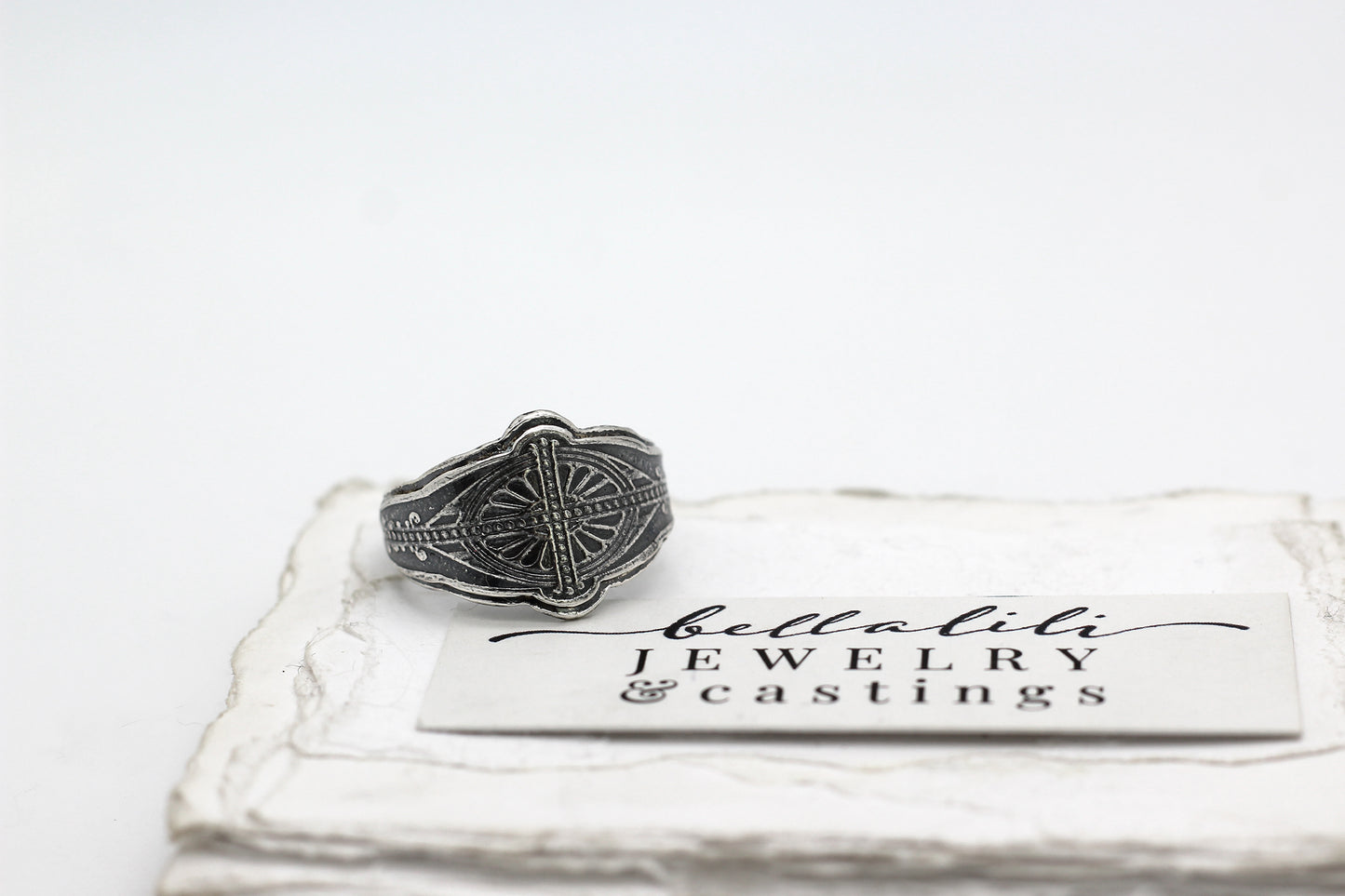 Art Deco Scroll Cigar Band Style Sterling Silver Ring