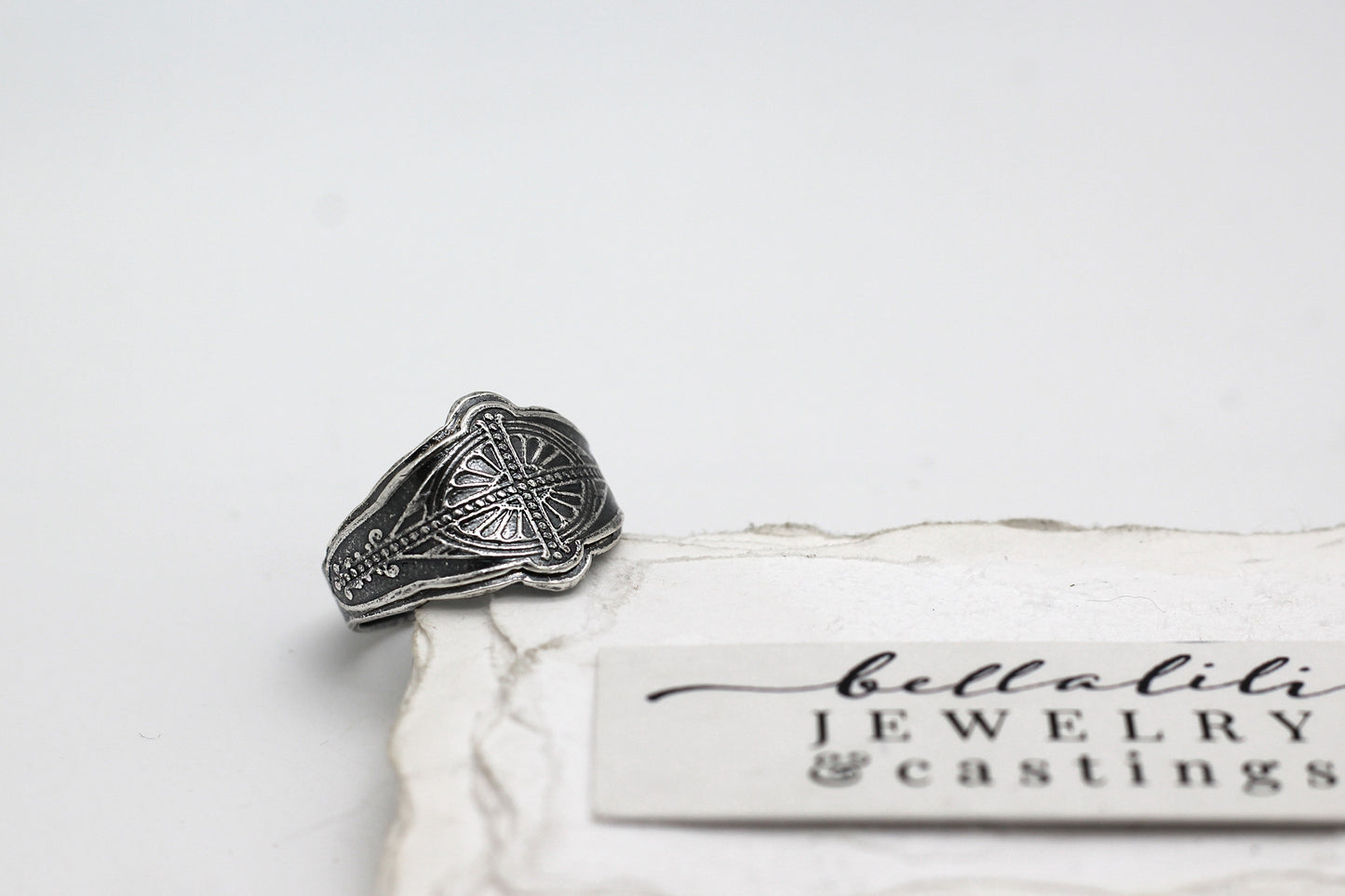 Art Deco Scroll Cigar Band Style Sterling Silver Ring
