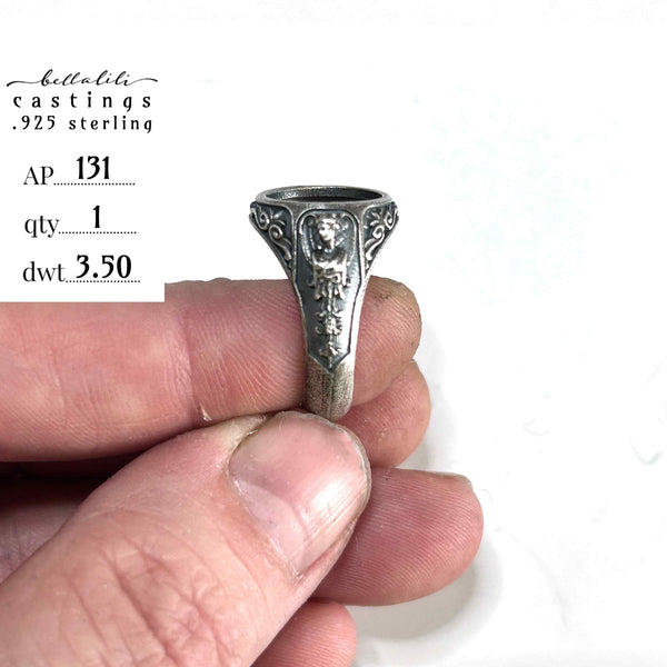 AP131 Lady Art Nouveau Ring Band Casting, Sterling Silver