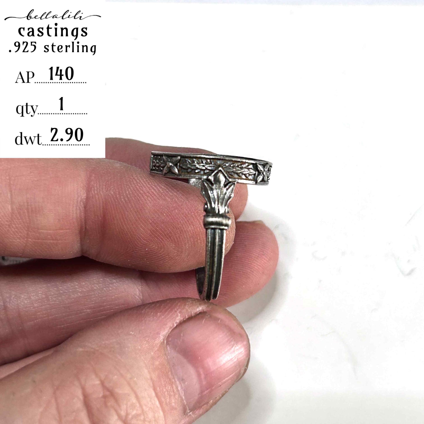 AP140 Laurel Art Nouveau Ring Band Casting, Sterling Silver