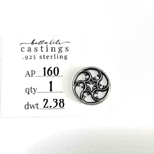 AP160 Rose Window, Cathedral Core cast in Sterling Silver