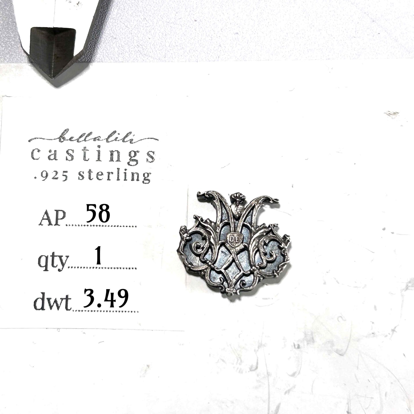 AP58 "M" Filigree Casting, Sterling Silver