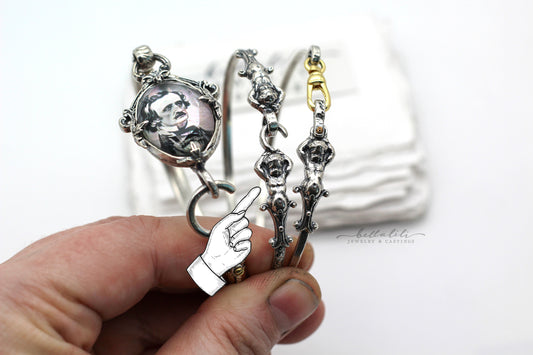 Double Cherub, 7" Bangle Bracelet Sterling Silver