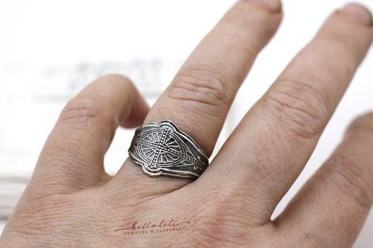 Art Deco Scroll Cigar Band Style Sterling Silver Ring
