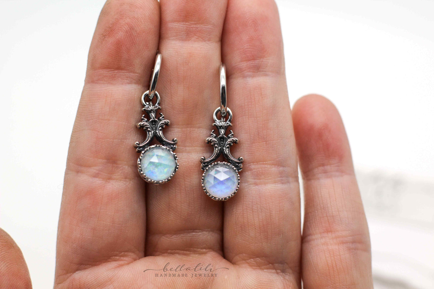 House of Libra, Blue Opal, Huggies Crystal Doublet Dangle Earrings