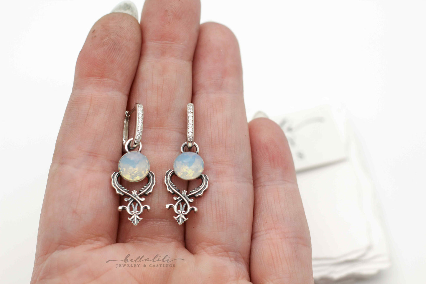 Opal Aelin, Huggie Hoop Crystal Earrings