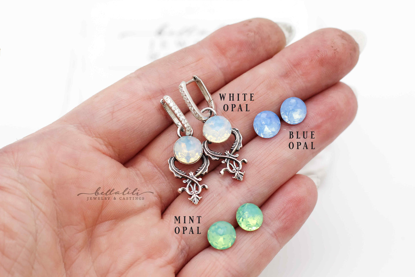 Opal Aelin, Huggie Hoop Crystal Earrings