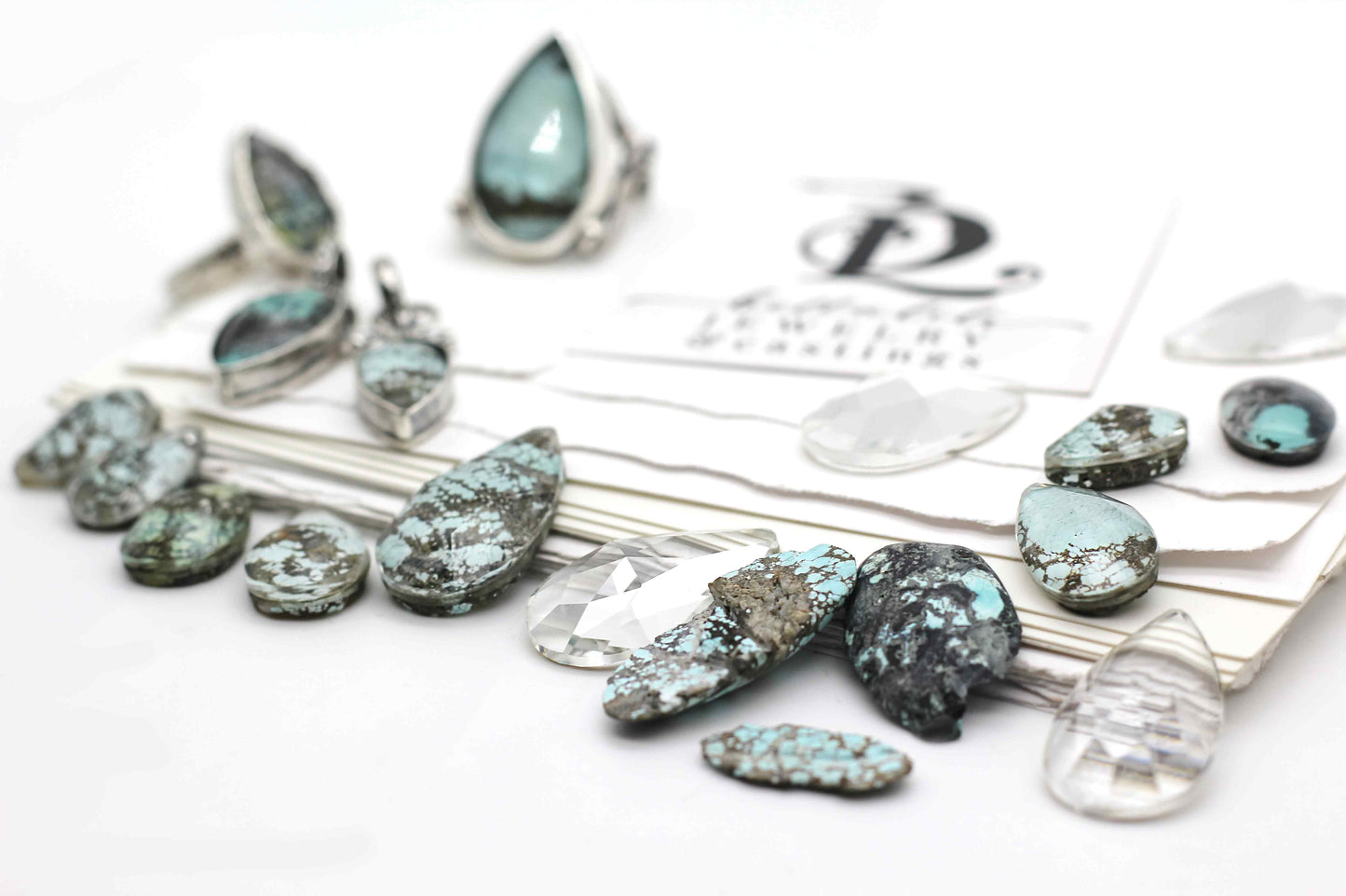 Hubei Turquoise Doublet Art Nouveau Sterling Pendant