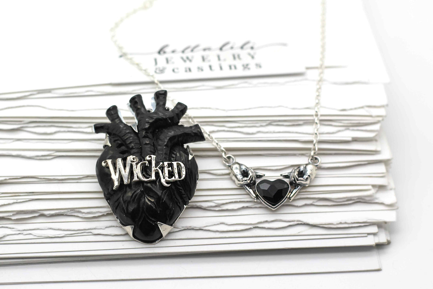 Black Claddagh Heart, Anti Valloween Necklace, Sterling Silver