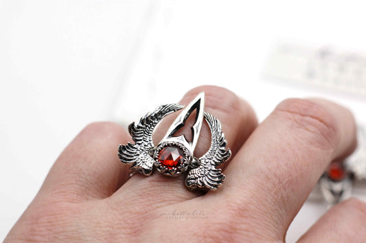 Unholy Eden, Adjustable Wing Ring Guard Sterling Silver Alt Ring