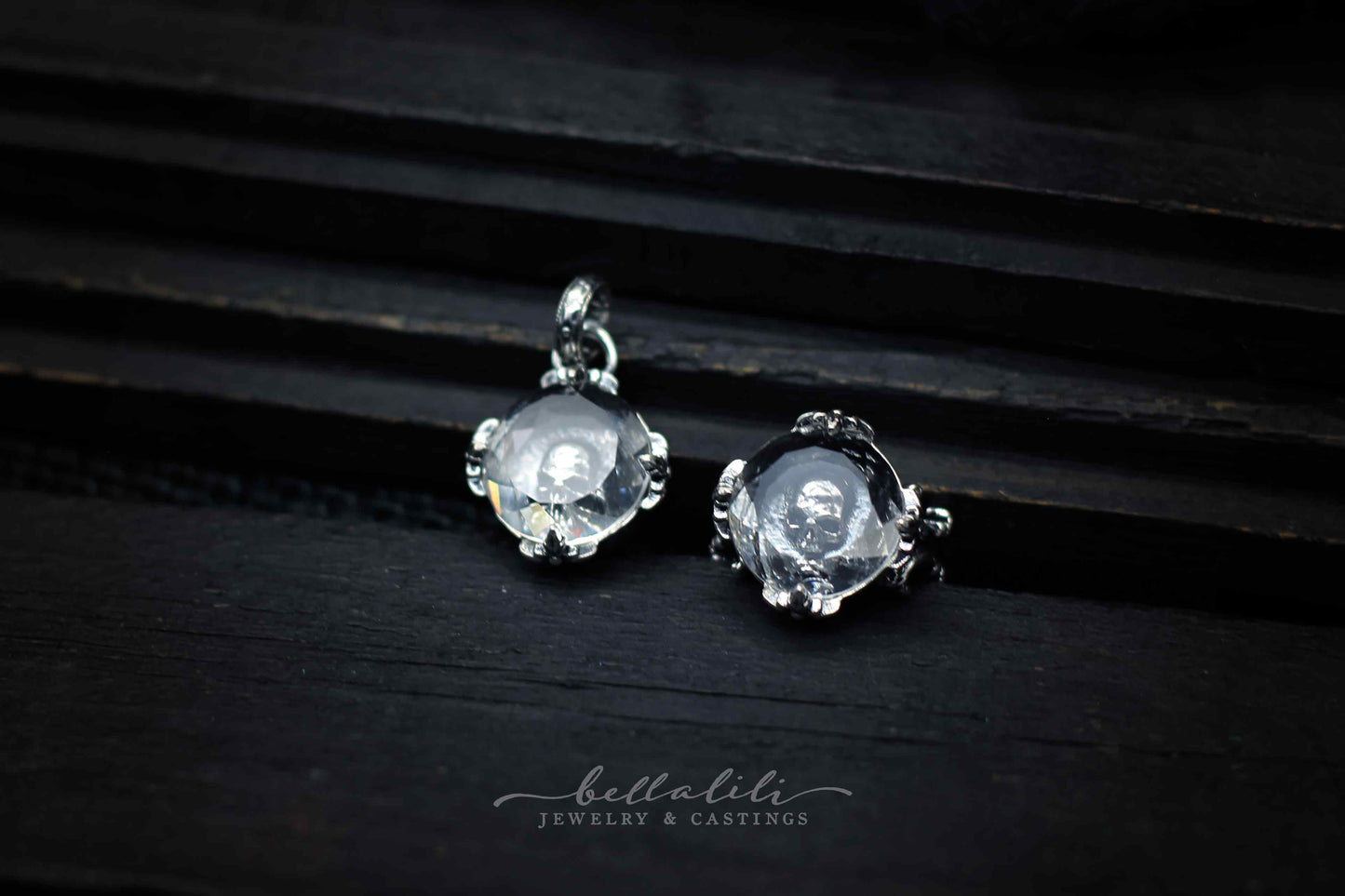 MTO Skull Shadeaux, Southern Gothic Shadow Box Crystal Sterling Pendant