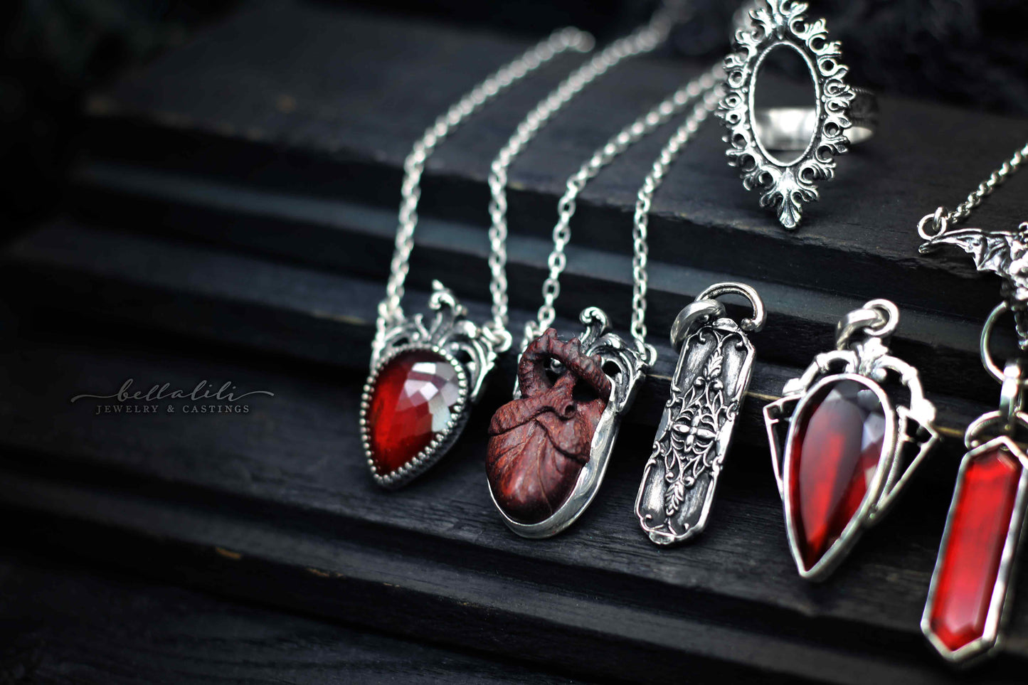 MTO, Bloodwood, Bloodwine Series, Dark Art Nouveau Sterling Silver