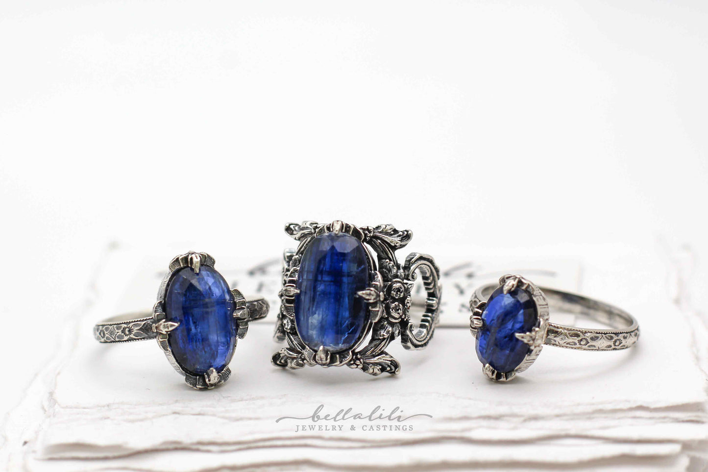 Kyanite Blue Rococo Sterling Silver Ring