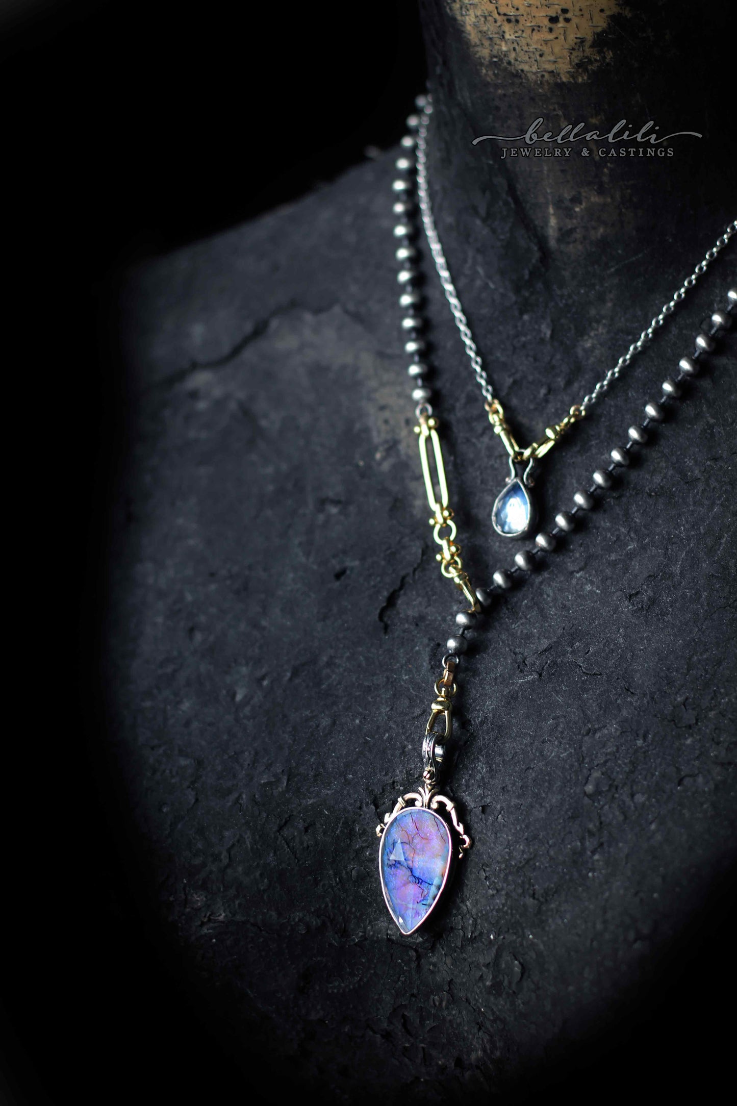 Large Purple Opal Doublet, House of Libra Sterling Silver Pendant