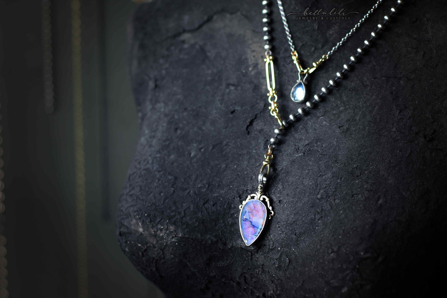 Large Purple Opal Doublet, House of Libra Sterling Silver Pendant