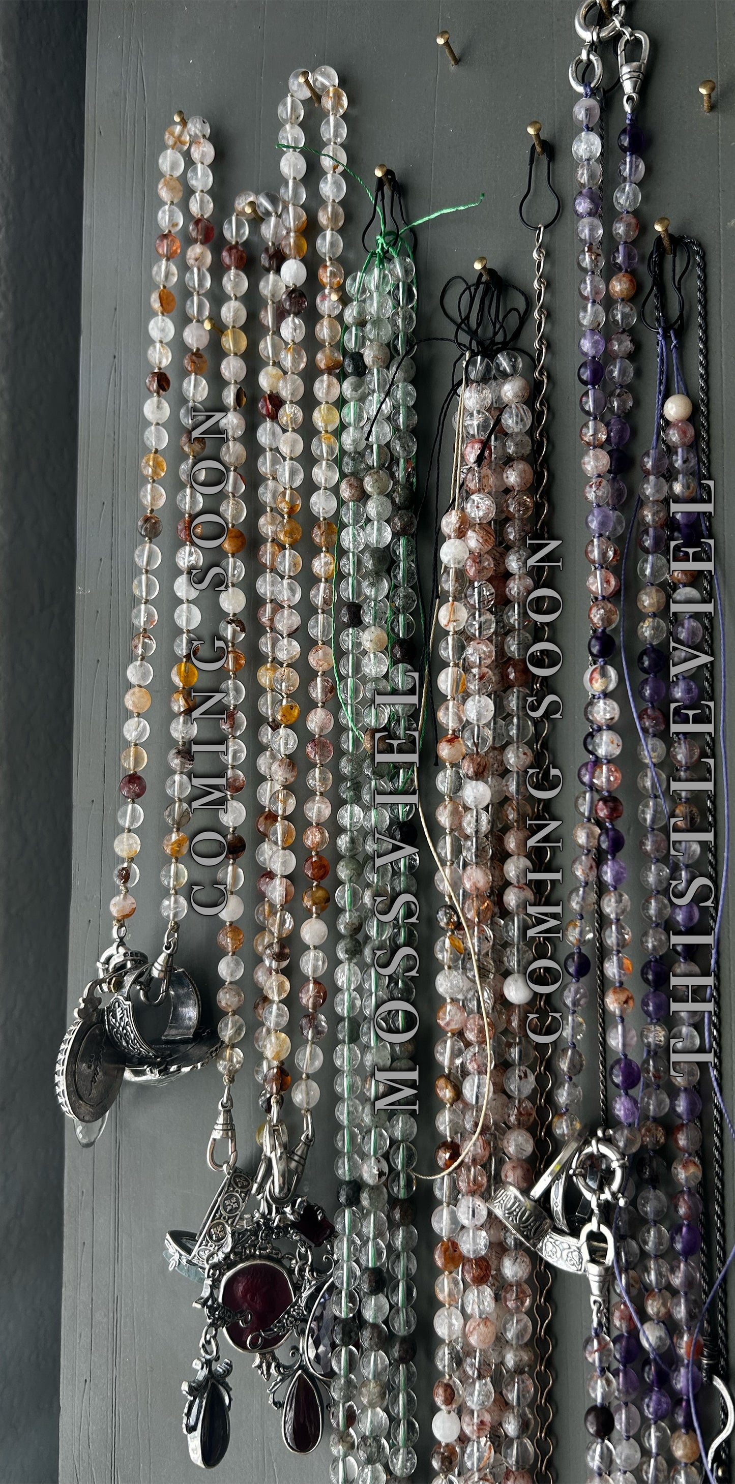 Thistleveil Strand, hand knotted Purple Phantom Quartz Necklace & Sterling Silver