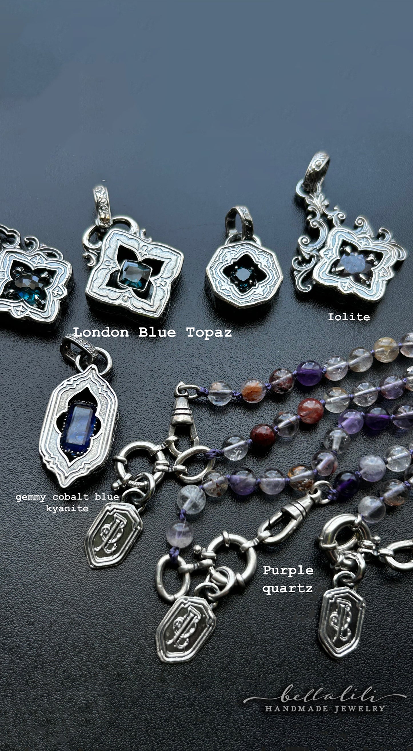 Thistleveil Strand, hand knotted Purple Phantom Quartz Necklace & Sterling Silver