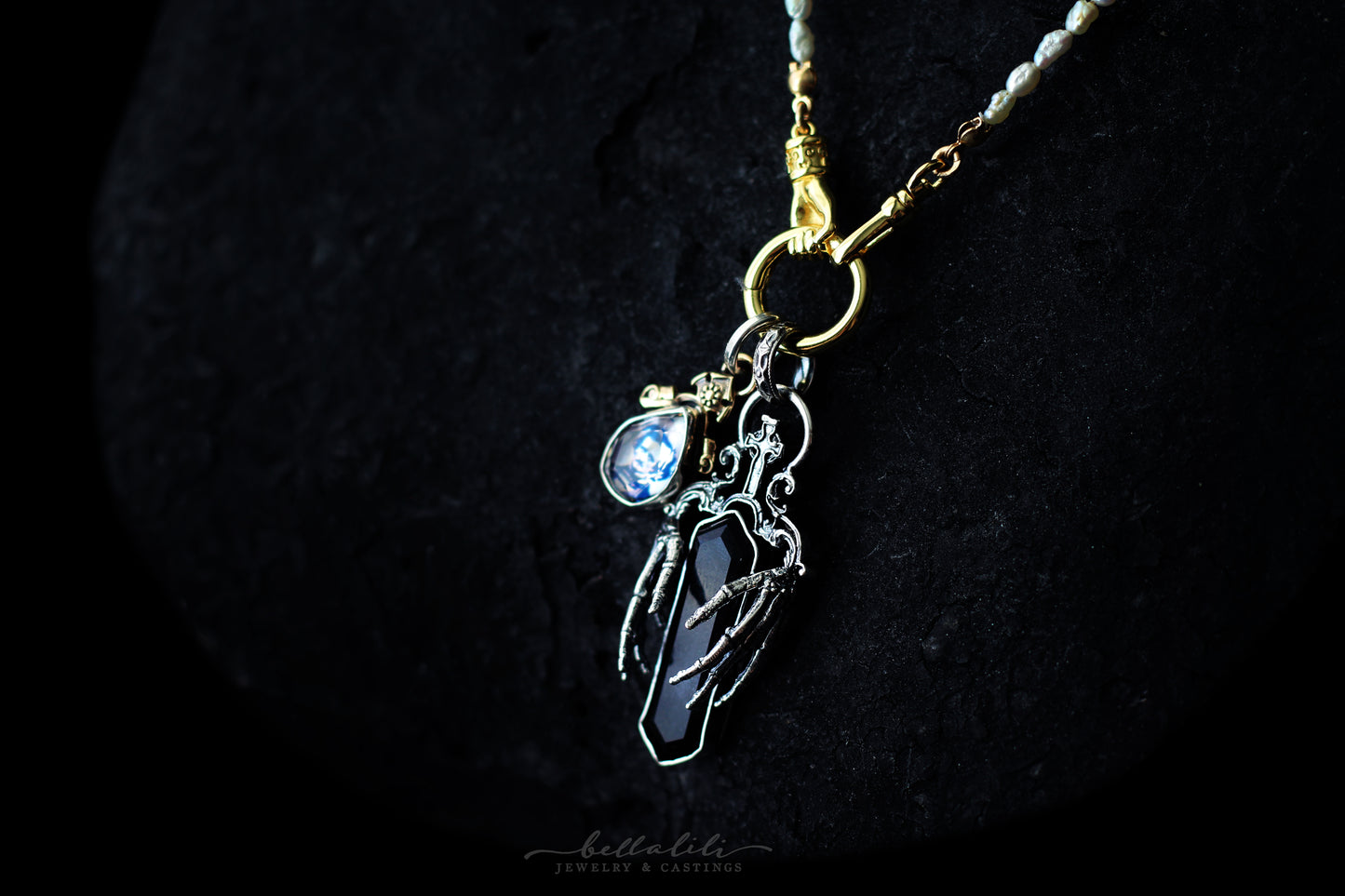 Mini Dreadful, Poe Doublet Pendant in Sterling Silver