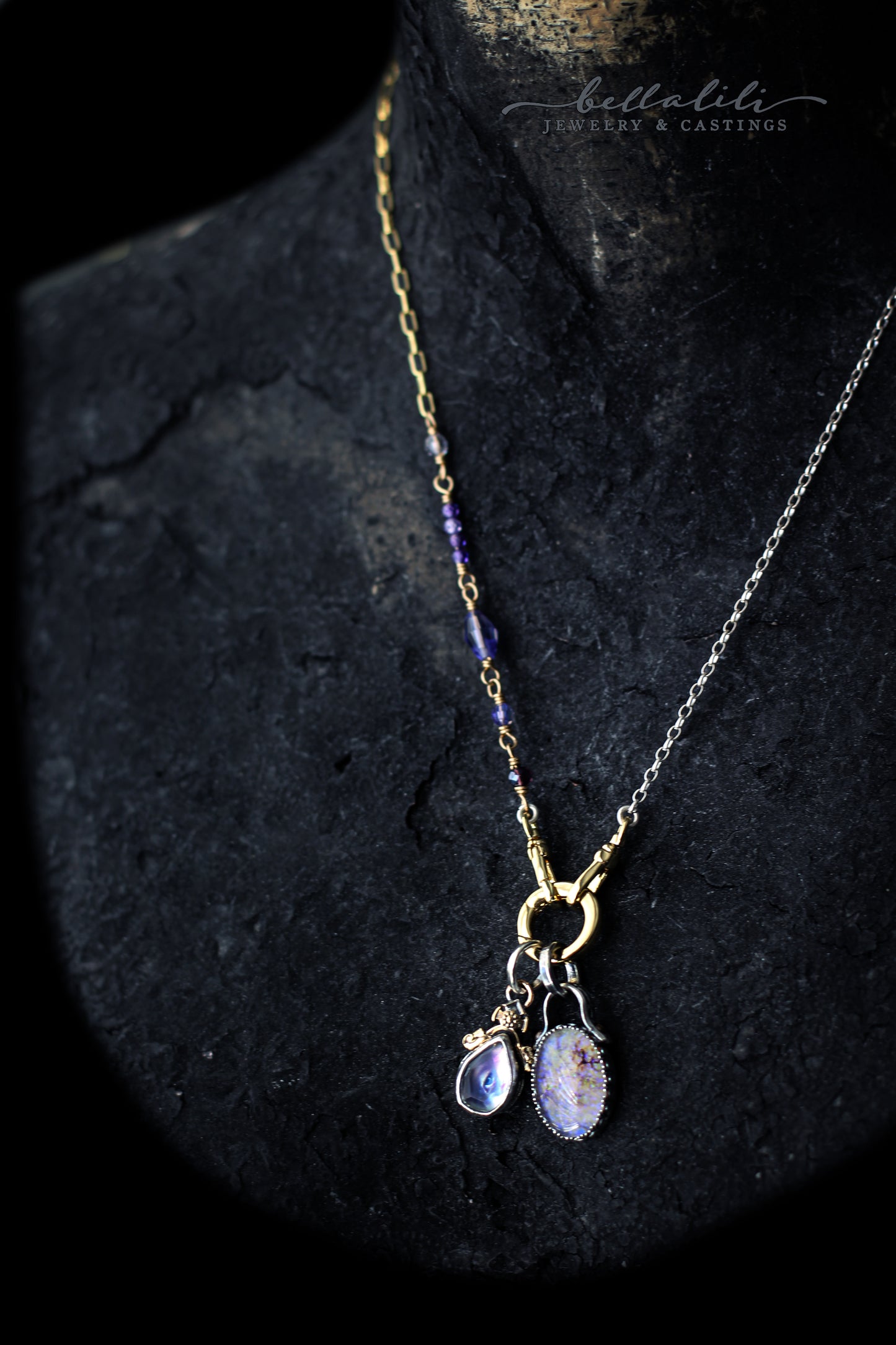 Medium Opal Doublet Pendant in Sterling Silver