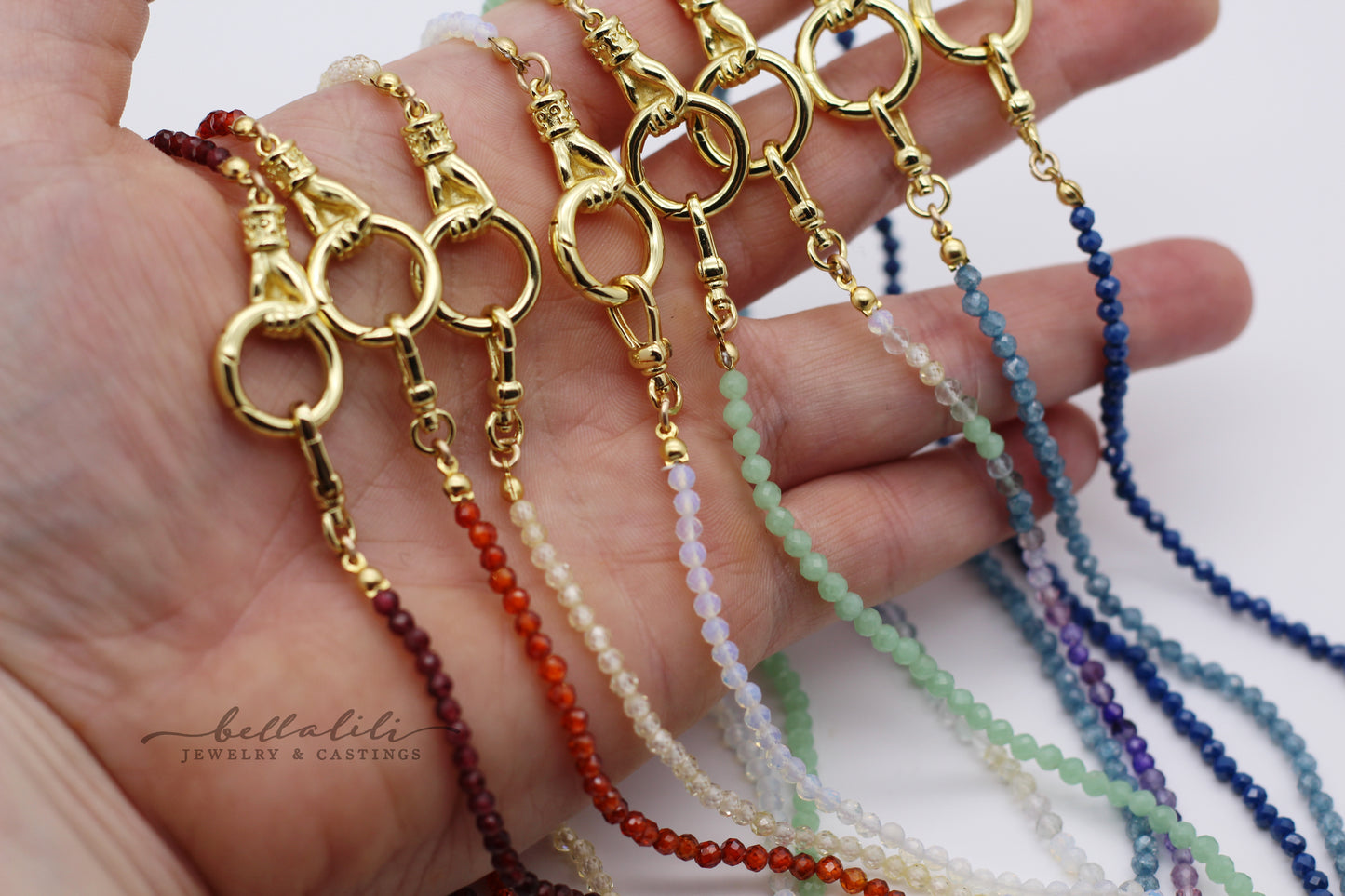 Sale! 18" Gold & Gemstone Beaded Chain