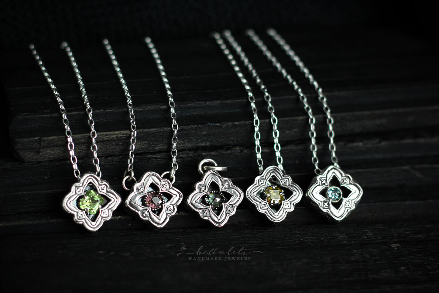 Mini Elixirleaf, Shadowbox No10, Moissanite & Sterling Pendant