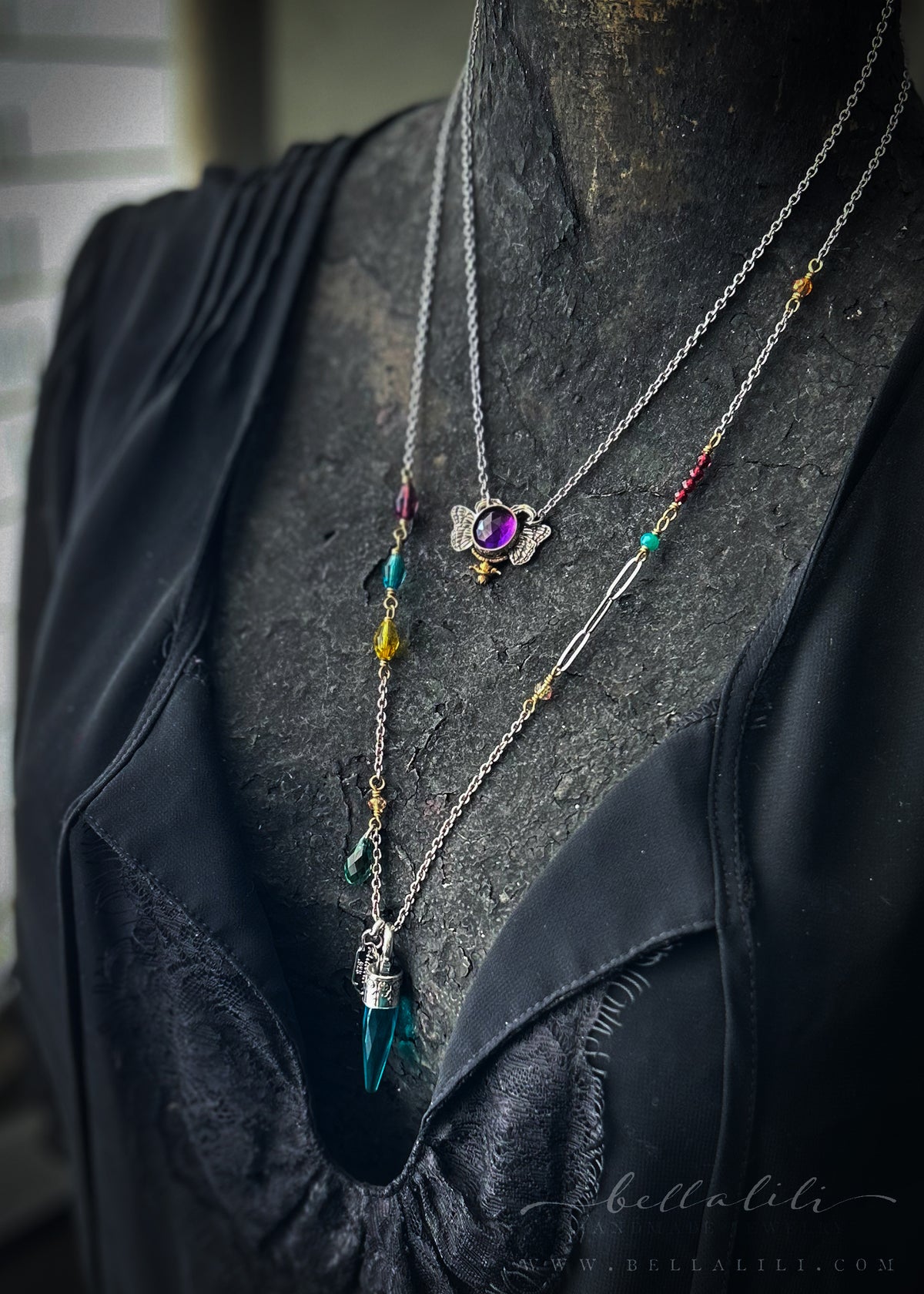 The Oracle in Blue, London Blue Crystal Point Sterling Necklace