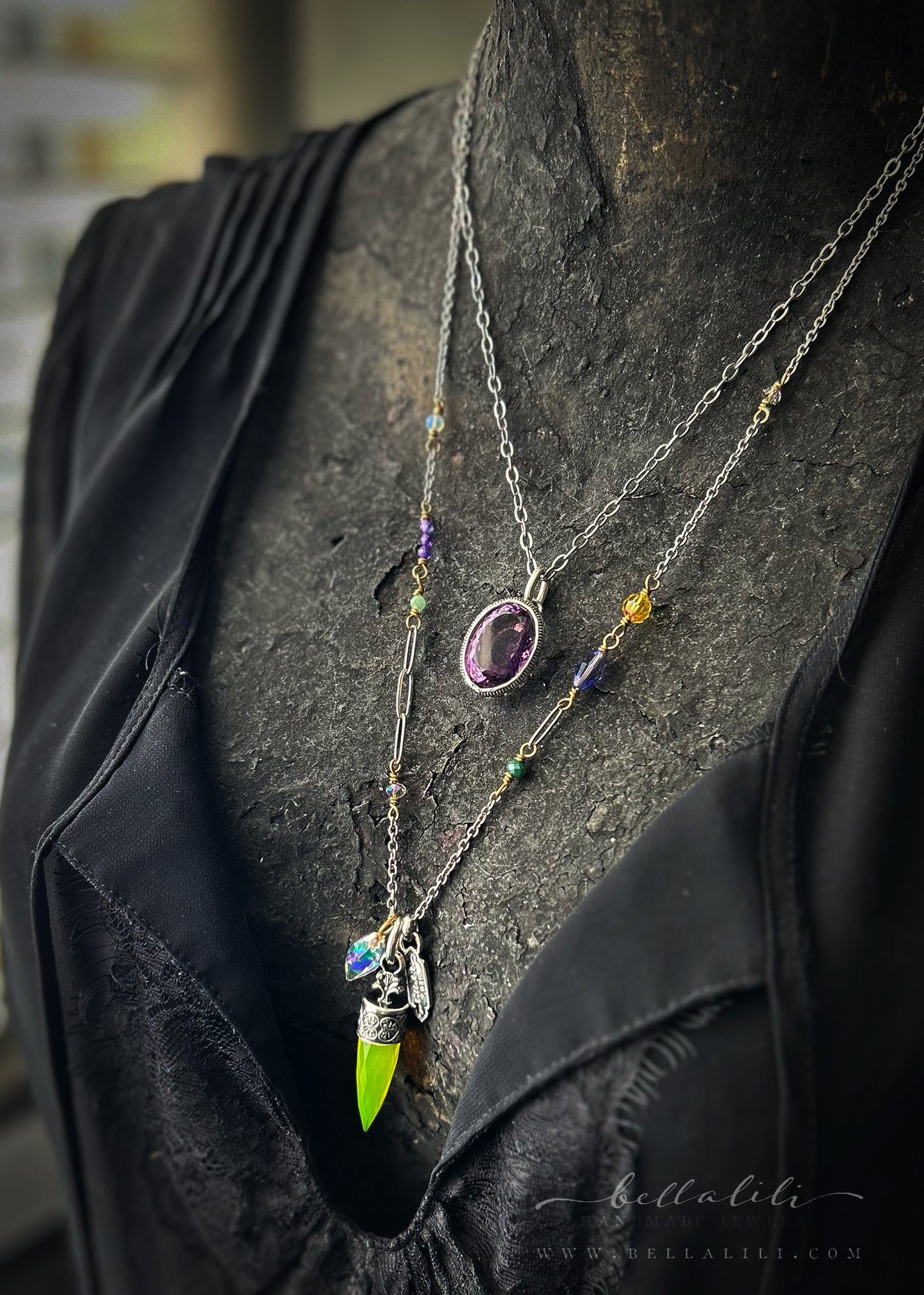 The Oracle of Everdreaming, Sterling Neon Crystal Point Necklaces