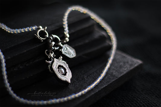 19" Opalite cz Beaded Necklace, Sterling