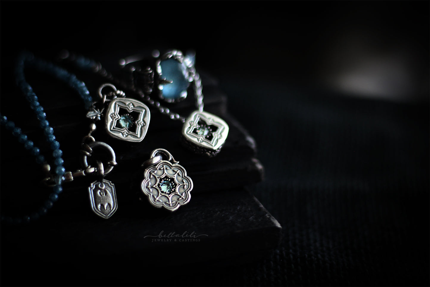 Wynter, Mini Shadowbox No2 Moissanite sterling silver pendant