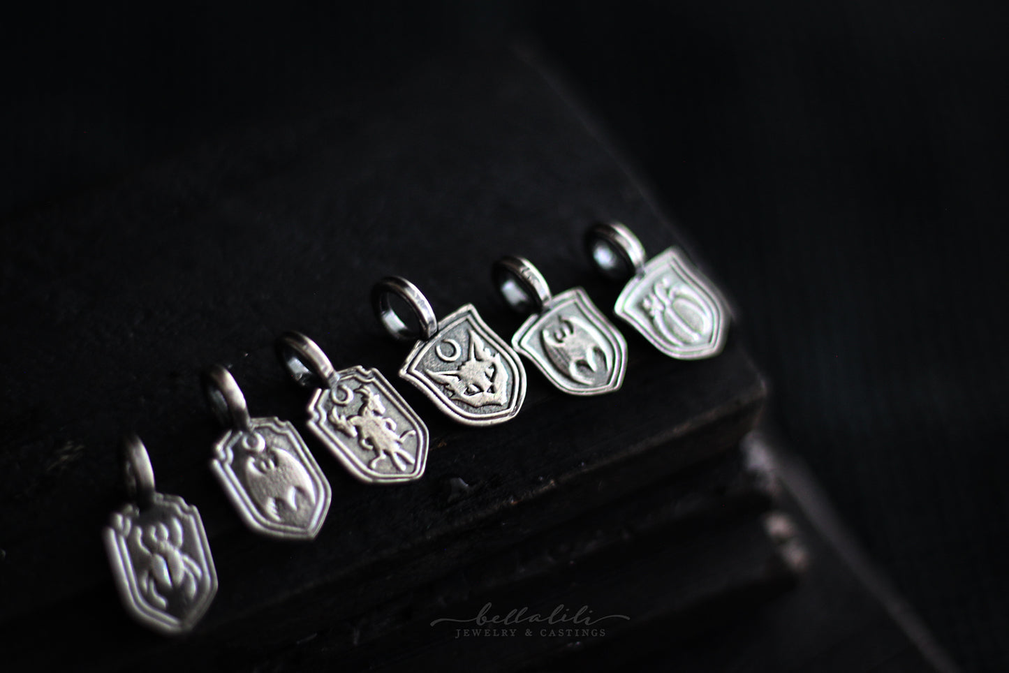 Sigil Shield Charm, Sterling Silver mini pendant