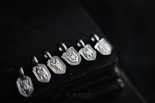 Sigil Shield Charm, Sterling Silver mini pendant