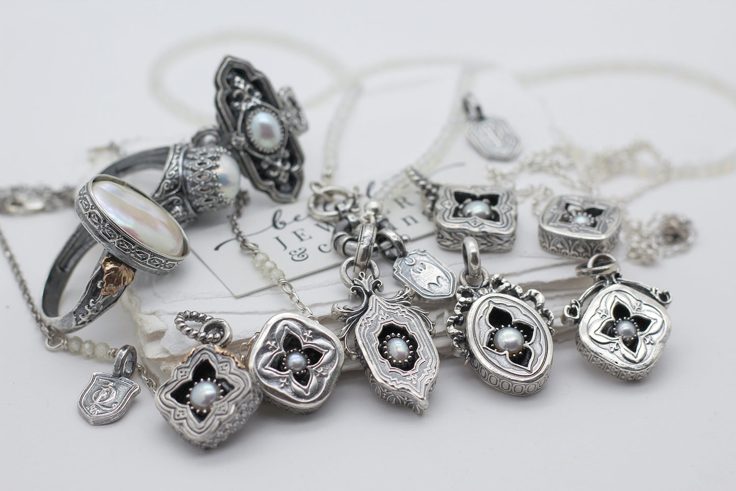 Ivoryelle freshwater pearl sterling silver collector ring