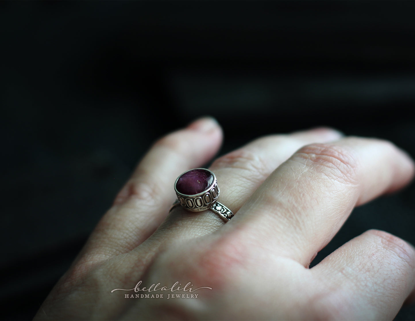 Burgundy Oath Ring, Star Ruby & Sterling