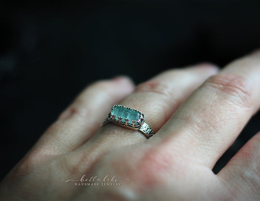 Baguette Stacker Rings, Blue Tourmaline
