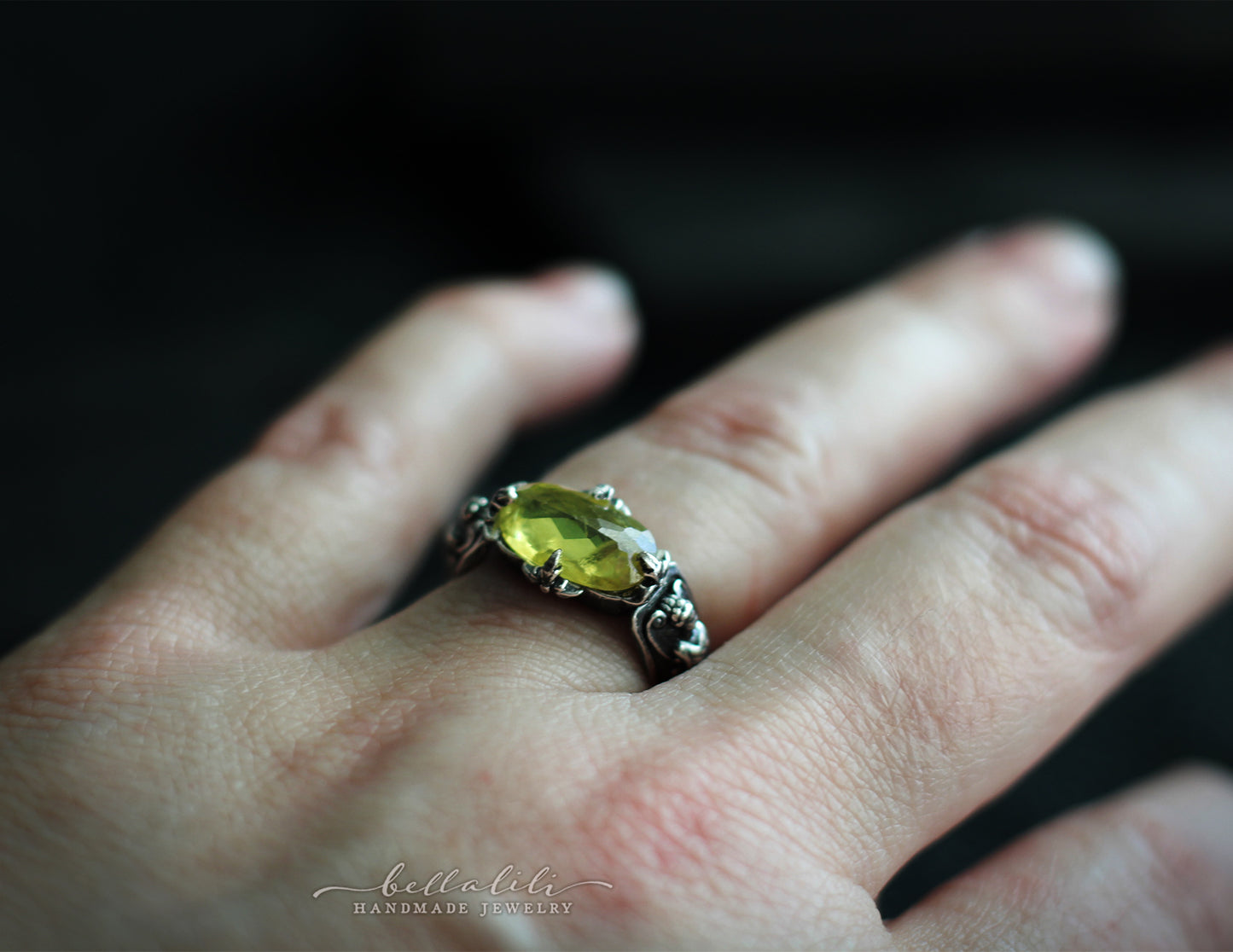 Sphene Oracle Ring, Sterling Silver