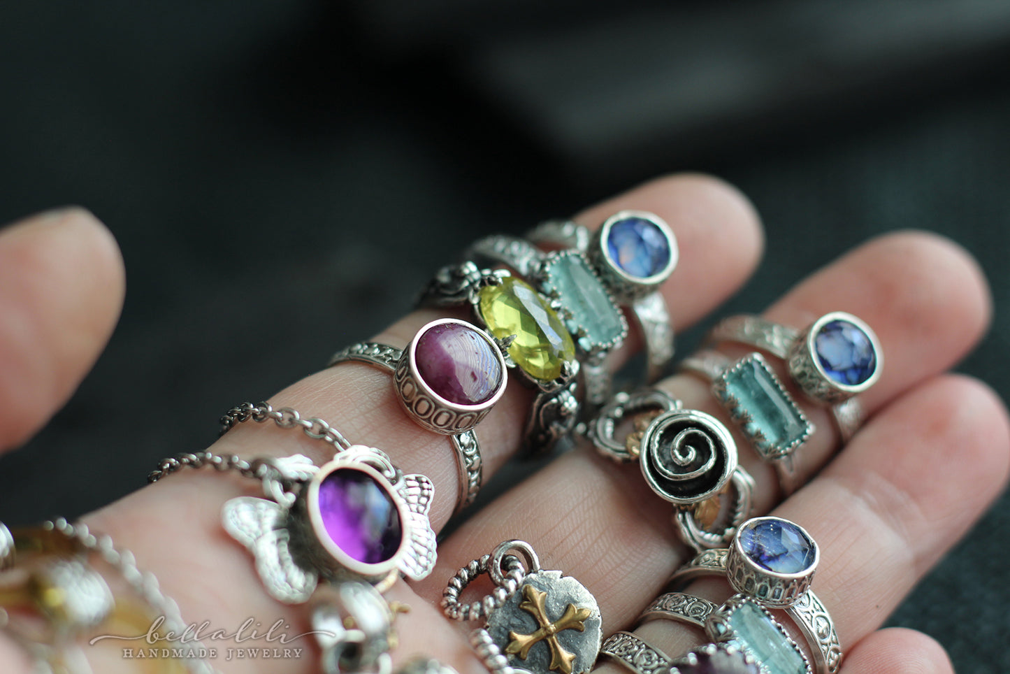 Baguette Stacker Rings, Blue Tourmaline