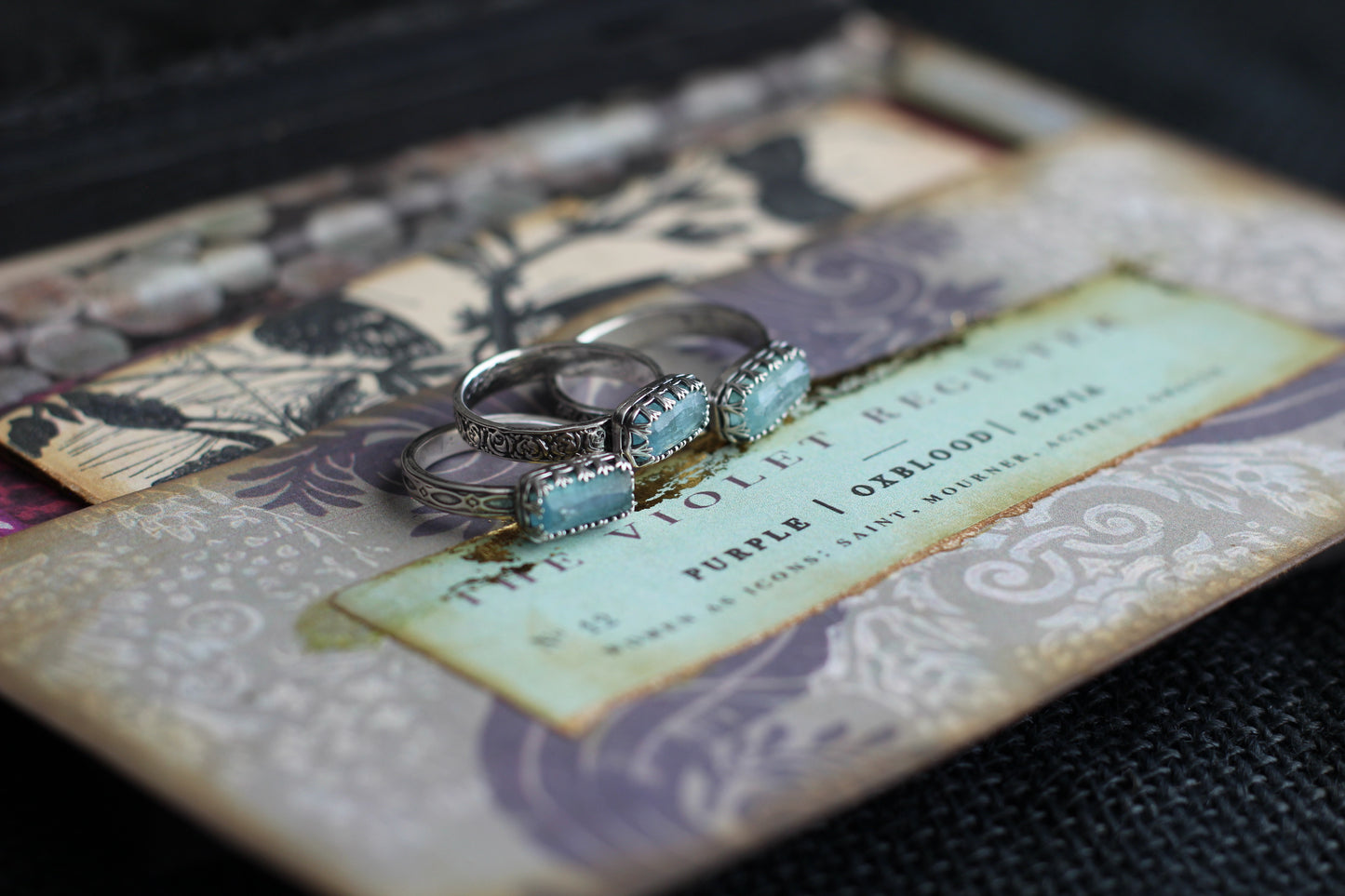 Baguette Stacker Rings, Blue Tourmaline